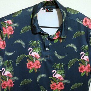 Yatta Golf Shirt Mens XL Short Sleeve Performance Golf Polo Navy Blue Green Pink
